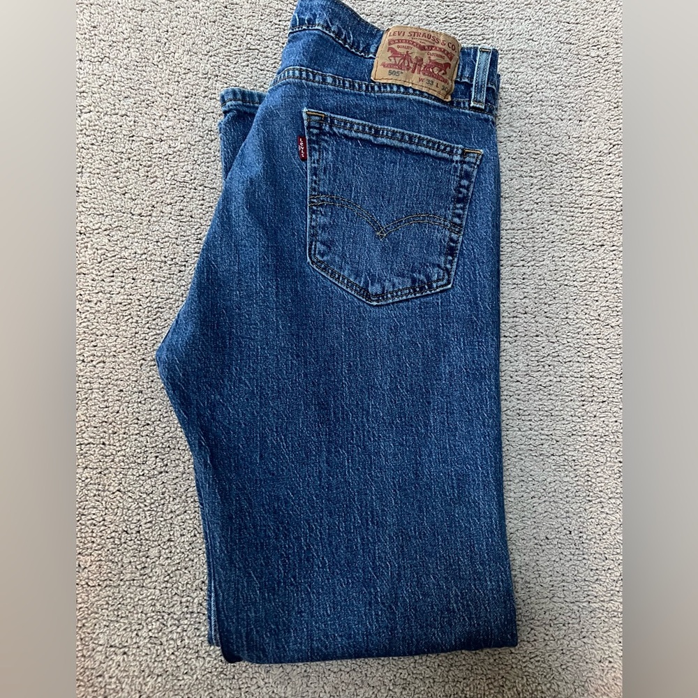Levi's Men's Classic 505 Indigo Straight Leg Jeans 33x30 Medium Wash Zip Fly